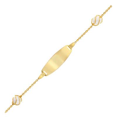 9K Yellow Gold & Pearl Baby ID Bracelet, Length 12 cm to 14 cm or 14 cm to 16 cm - Rosatella