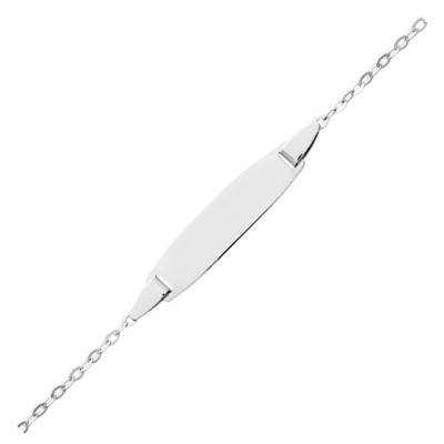 Gourmette Tonneau Maille Forçat Or blanc, Longueur 14 cm réglable, Largeur 1,50 mm - Bambins