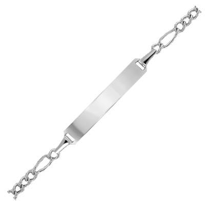 Gourmette Maille Cheval Alternée Triple, Or Blanc 375, Longueur 15 cm réglable, Largeur 2,50 mm - Bambins
