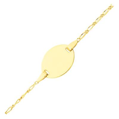 Yellow Gold Oval Link Chain Baby ID Bracelet, Adjustable Length 14 cm - Bambins
