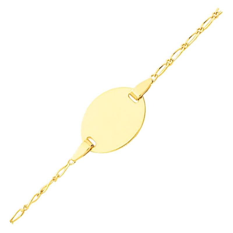 Yellow Gold Oval Link Chain Baby ID Bracelet, Adjustable Length 14 cm - Bambins