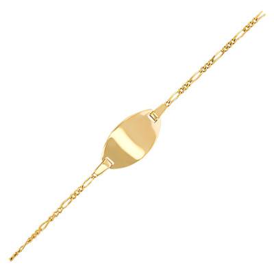 Gourmette Ovale Maille Cheval Alternée Triple Or Jaune, 13 cm réglable - Bambins