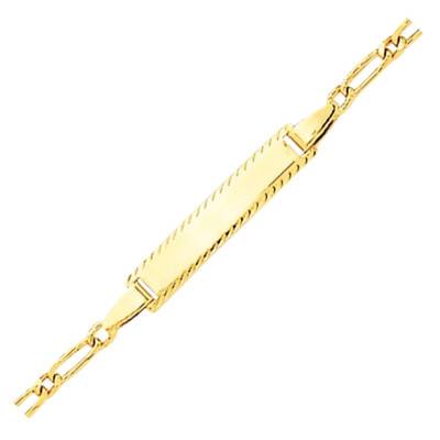 Bambins Faceted Alternating Simple Oval Link Chain 375/1000 Gold Baby ID Bracelet, Adjustable Length 14 cm - Bambins