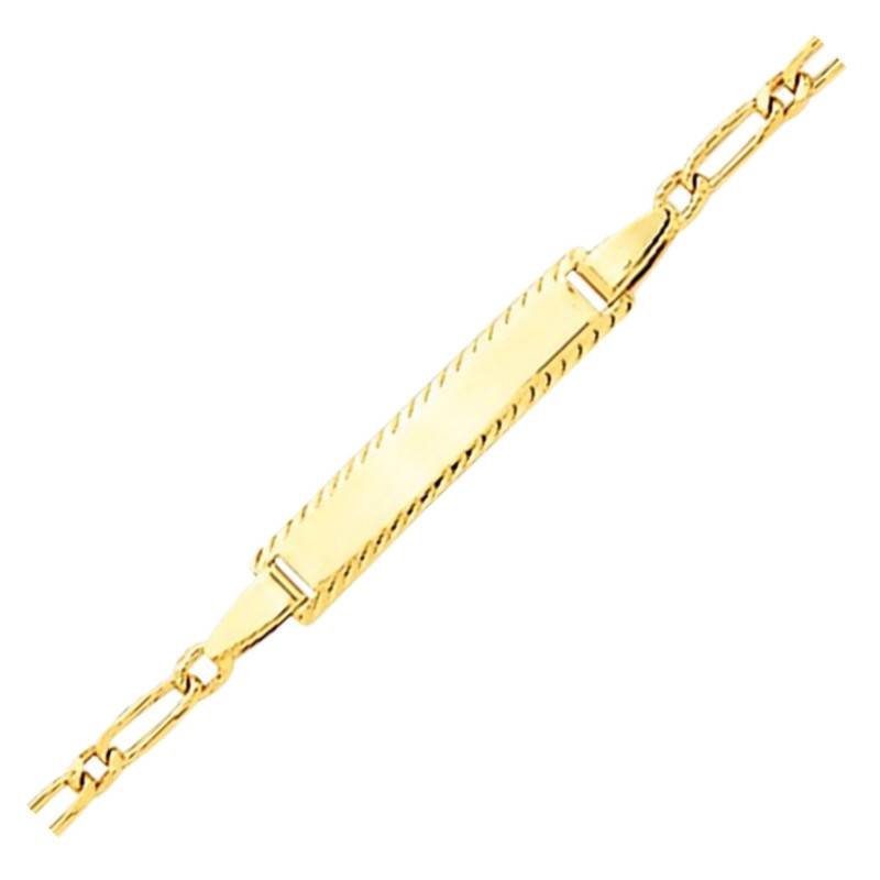 Bambins Faceted Alternating Simple Oval Link Chain 375/1000 Gold Baby ID Bracelet, Adjustable Length 14 cm - Bambins