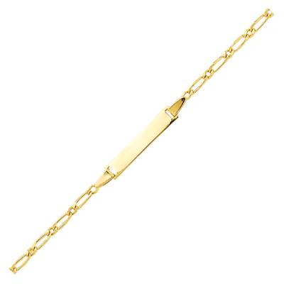 Gourmette Rectangulaire Maille Cheval Alternée en Or Jaune 375 ou 750, Longueur Ajustable 14 cm - Bambins