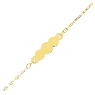 Gourmette Nuage Maille Marine Or Jaune 750, Longueur 14 cm réglable - Bambins