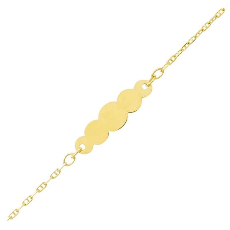 "Yellow Gold Cloud Mariner Chain Baby ID Bracelet 750/1000 Adjustable Length 14 cm" - Bambins