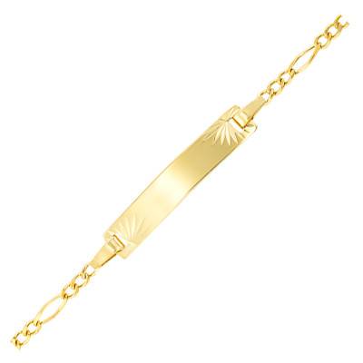 Lucas Lucor Figaro Chain 375 Yellow Gold Baby ID Bracelet, Adjustable Length 14 cm - Lucas Lucor