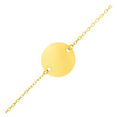 750 Yellow Gold Round Cable Chain Baby ID Bracelet, Length 13 cm, Width 1.20 mm - Lucas Lucor