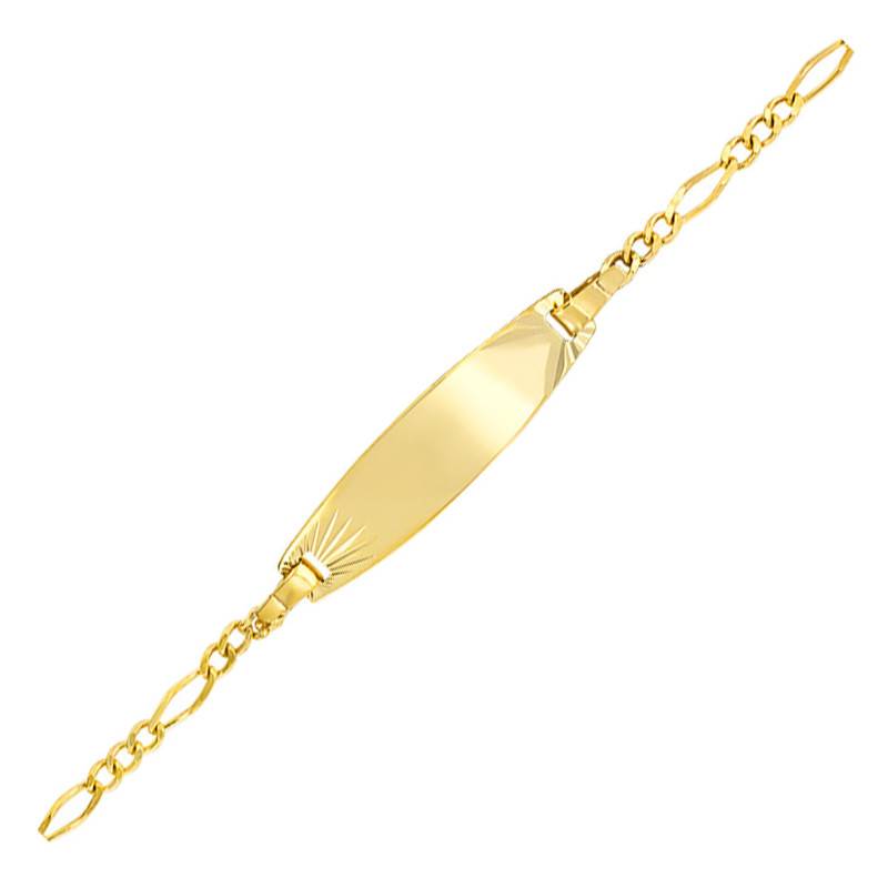 Lucas Lucor Oval Figaro Chain 375 Yellow Gold Baby ID Bracelet, Adjustable Length 14 cm - Lucas Lucor