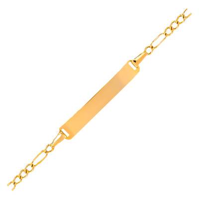 375 Yellow Gold Triple Alternating Oval Link Chain Baby ID Bracelet, Adjustable Length 14 cm, Width 2 mm - Bambins
