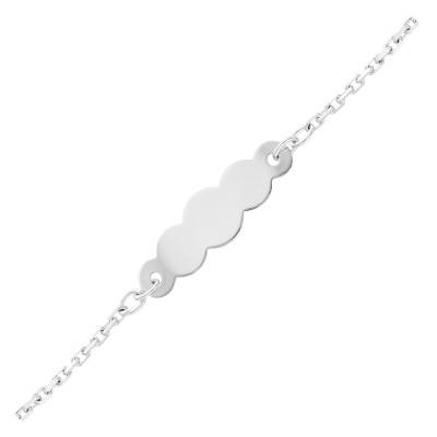 Gourmette Plaque Nuage Maille Forçat Or Blanc 750, Longueur 14 cm - Bambins