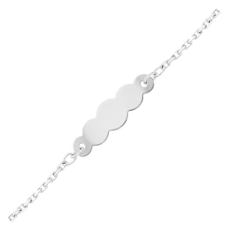 750/1000 White Gold Cloud Plate Baby ID Bracelet Cable Chain, 14 cm - Bambins