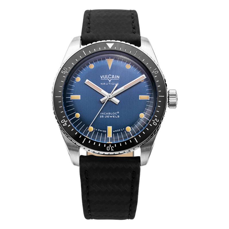 Skindiver Nautique Watch - Blue with Khaki Brown Lum 660170A37 - Vulcain