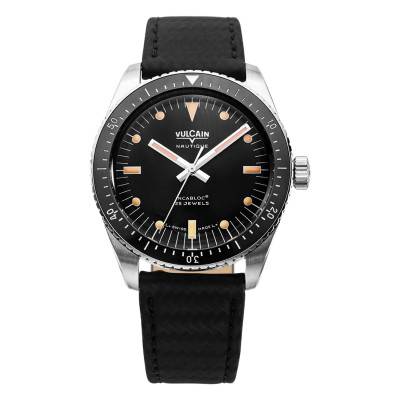 Skindiver Nautique Watch - Black with Khaki Brown Lum 660170A07 - Vulcain