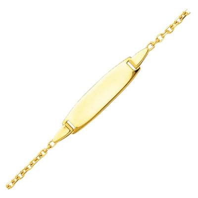 Gourmette Plaque Ovale Maille Forçat Or Jaune, Longueur 14 cm réglable - Bambins
