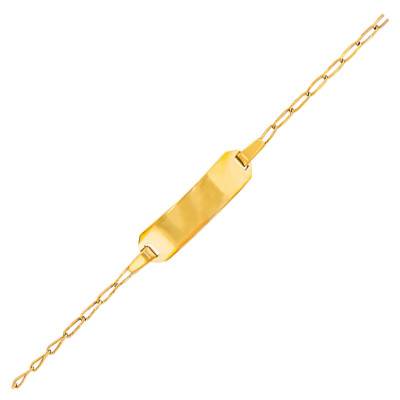 375/1000 Yellow Gold Oval Link Chain Baby ID Bracelet, Length 13 cm - Bambins