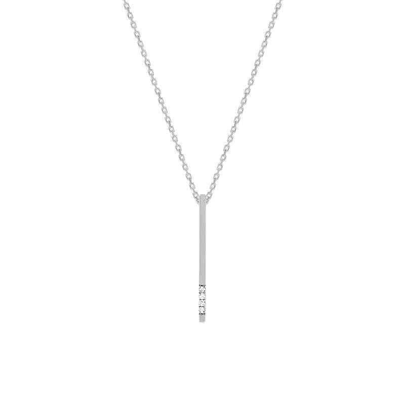 750 White Gold & 0.01 ct Diamond Necklace, 42 cm Length - Emanessence