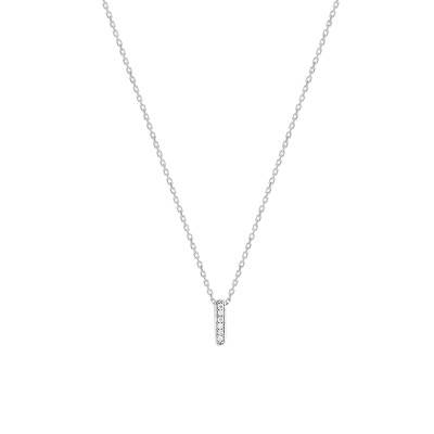Collier en Or Blanc 750 & Diamants 0,03 ct, Longueur 40 à 42 cm - Emanessence