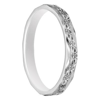 750/1000 White Gold Diamond-Effect Adélaïde Standard Wedding Ring - Ponce