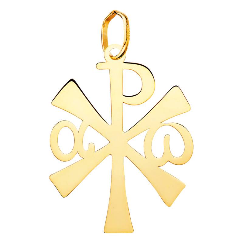 "Chi Rho Cross Pendant in 18K Yellow Gold" - Lumiosa