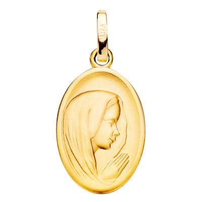 750/1000 Yellow Gold Oval Praying Virgin Medal - Lumiosa
