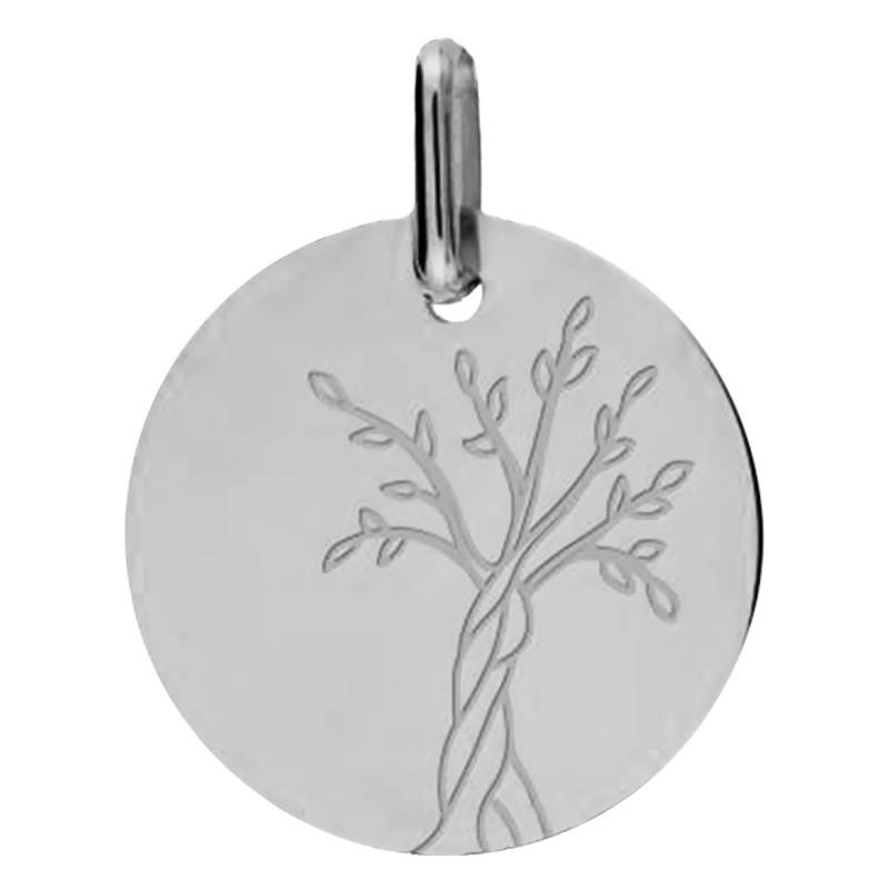 750/1000 White Gold Tree of Life Medal, 20 mm Diameter - Lucas Lucor