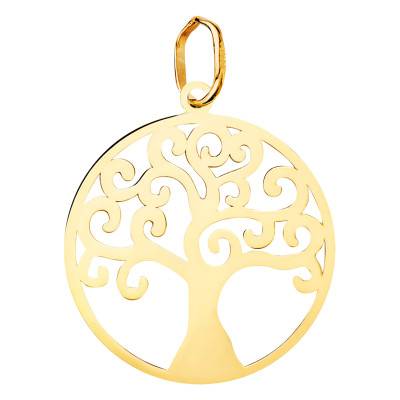 750/1000 Yellow Gold Open-Work Tree of Life Pendant, 20 mm Diameter - Lumiosa