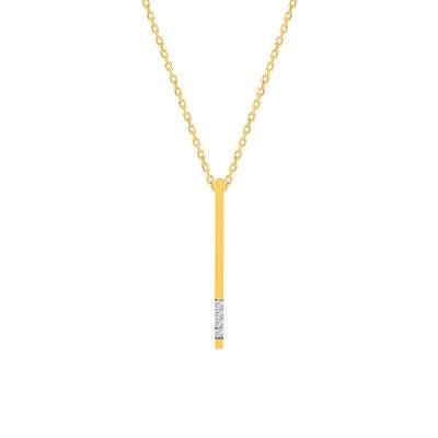 Collier en Or Jaune 750 & Diamants 0,01 ct, Longueur 42 cm - Emanessence