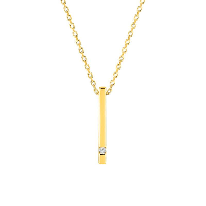 750/1000 Yellow Gold & 0,01 ct Diamond Necklace, 40 cm to 42 cm - Emanessence