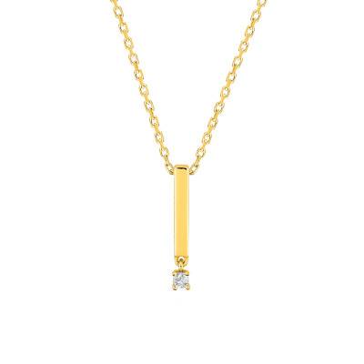 Collier en Or Jaune 750 & Diamant 0,02 ct, Longueur 40 à 42 cm - Emanessence