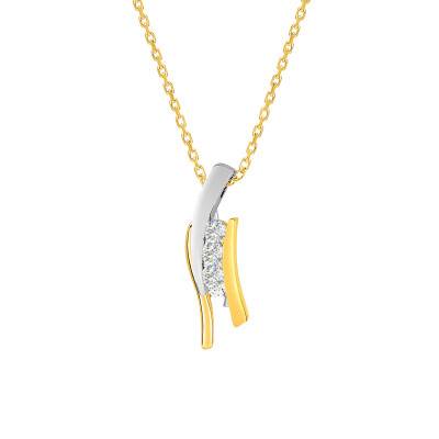Emanessence 375 Yellow Gold & Zirconia Trilogy Necklace 42 cm - Emanessence
