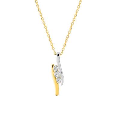 Collier Trilogie en Or Jaune 375 & Oxydes de Zirconium, Longueur 42 cm - Emanessence