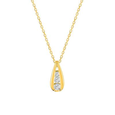 Collier Goutte Trilogie en Or Jaune 375 & Oxydes de Zirconium, Longueur 42 cm - Emanessence