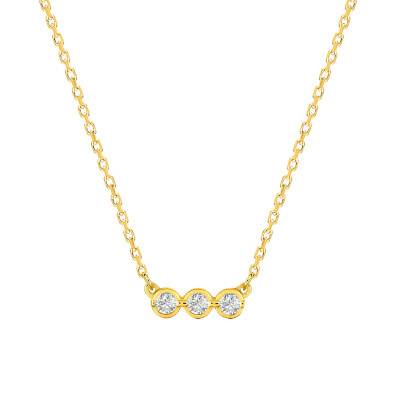 Collier Cercles en Or Jaune 375 & Oxydes de Zirconium, Longueur 40 à 42 cm - Emanessence
