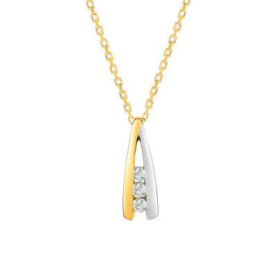 Collier Trilogie en Or Jaune 375 & Oxydes de Zirconium, Longueur 40 à 42 cm - Emanessence