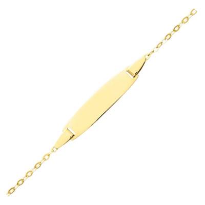 Gourmette Tonneau Maille Forçat Or Jaune 750, Longueur 14 cm réglage - Bambins