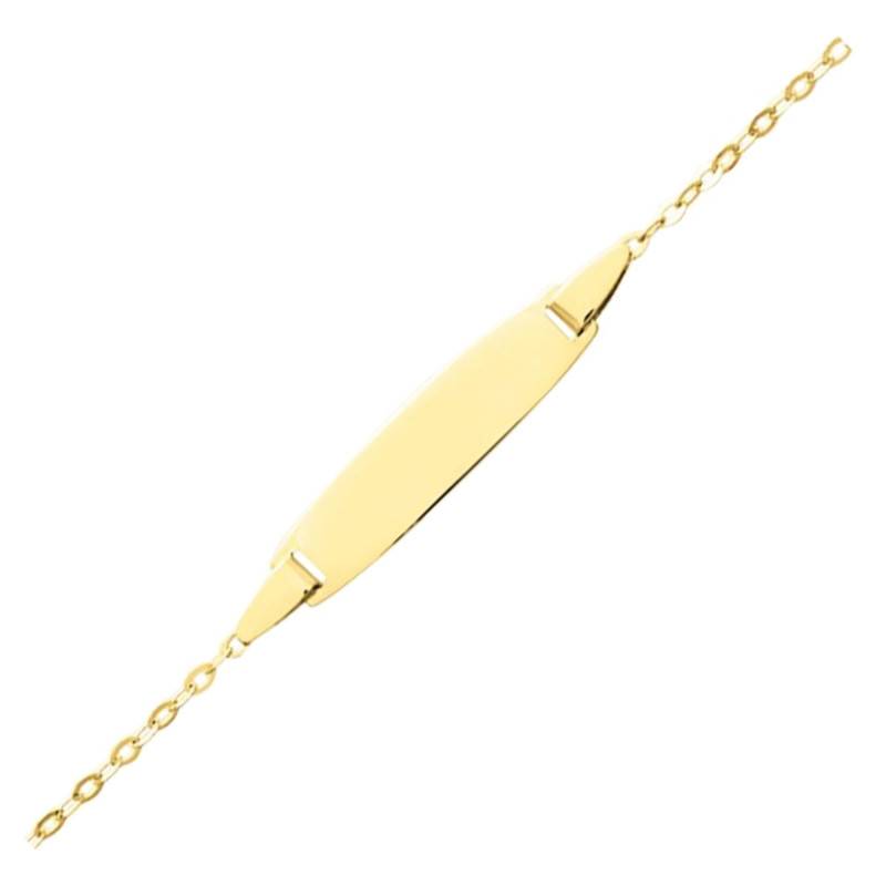 750/1000 Yellow Gold Barrel Cable Chain Baby ID Bracelet, Adjustable Length 14 cm - Bambins