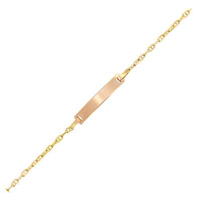 Yellow Gold 750 Mariner Chain Baby ID Bracelet, Adjustable Length 14 cm - Lucas Lucor