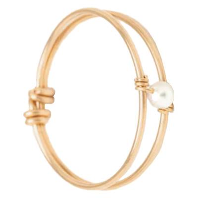 Bague Dorée Double Éclat avec Perle de culture - Taille 60 - Yay Paris