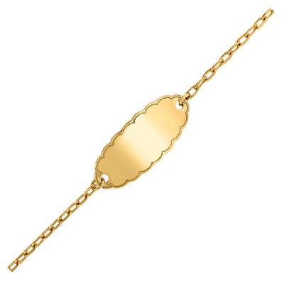 Gourmette Nuage Or Jaune 375, Longueur 14 cm réglable - Lucas Lucor