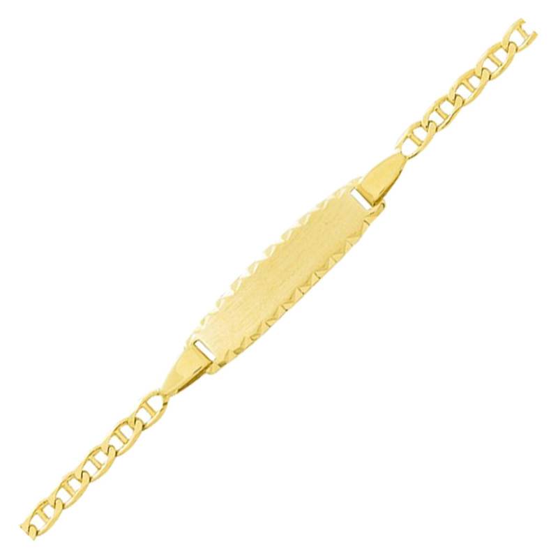 750/1000 Yellow Gold Mariner Chain Rectangular ID Bracelet, 14 cm - Bambins