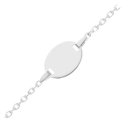 925 Sterling Silver Oval Baby ID Bracelet, Length 13 cm to 15 cm, Width 0.60 mm - Bambins