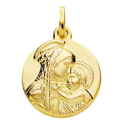 Médaille Mère & Enfant en Or Jaune 375, Diamètre 18 mm - Lumiosa