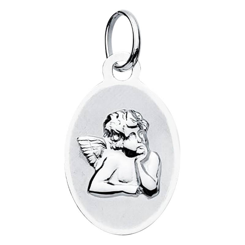 375/1000 White Gold Oval Angel Medal - Lumiosa