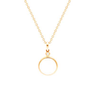 Collier Rond en Or Rose 750 & Diamant 0,01ct, Longueur 40 à 42 cm, Largeur 0,45 mm - Divine