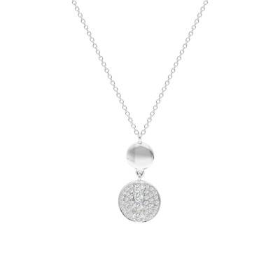 Collier Ronds en Or Blanc 750 & Diamants 0,28 ct, Longueur 40,50 à 42,50 cm, Largeur 0,50 mm - Divine