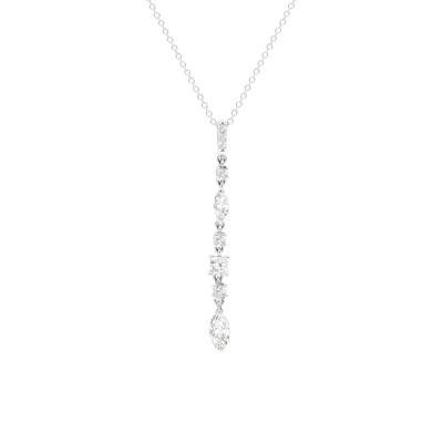 Collier en Or Blanc 750 & Diamants 0,84 ct, Longueur 41 à 43 cm, Largeur 0,35 mm - Divine