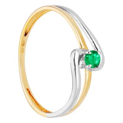 Bague Double en 2 Ors 375, Emeraude 0,07 ct - Aurora