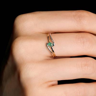 Bague Double en 2 Ors 375, Emeraude 0,07 ct - Aurora
